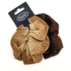 Neutral earth tone brown Velour scrunchies